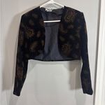 Vintage Velvet Studded Cropped Jacket Shrug Paisley Shoulder Pads Medium Black Photo 0