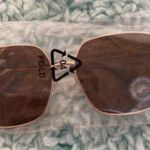 Square Brown & Gold Metal Frame Sunglasses Women NWOT Photo 4