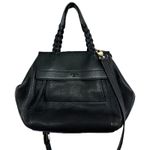 Tory Burch Half Moon Satchel Bag Black Leather Braided Straps Authentic Photo 0