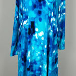 Clara Sun Woo Tunic Top Womens XL Blue Handkerchief Hem Cut Out Printed Artsy Photo 0