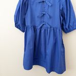 BAND OF THE FREE | Lapis Blue Babydoll Dress Bow Front Puffed Sleeves | Small Photo 2