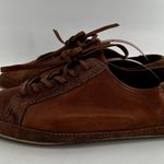 Frye Dean Artisan Low Leather Sneakers Lace Up Suede Trim Classic Brown 7.5 Photo 3