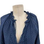 Alice + Olivia Joanne Mini Dress Lace Trim Ruffle Tiered 3/4 Sleeve Blue Size 2 Photo 4