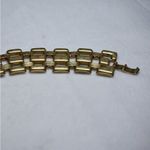 Source Unknown Chunky Retro Dusty Gold Tone Splash Of Brass Box Latch Wide Vintage Bracelet Photo 2