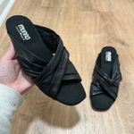 Munro  | Black Leather Lee Open Toe Twisted Block Kitten Heel Slide Mules, 7.5W Photo 3