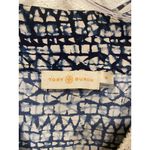 Tory Burch Blouse Womens Size 10 Blue Geometric Tunic Long Sleeve Crochet Trim Photo 1