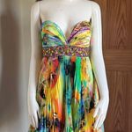 Night Moves  Yellow Satin Beaded Dress SIZE 6 Photo 1