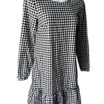 J.Crew Factory Black White Gingham Flannel Ruffle Bow Back Dress Long Sleeves Photo 5