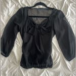 ZARA  Black Blouse with Polka Dots and Bow Photo 0