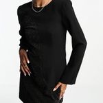 YAS KIMBERLY LS Short Dress Black Glitter Panel Backless Long Sleeve Size M Size M Photo 2