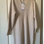 Jessica Simpson Womens Ribbed Knit Sweater Dress Beige Large Photo 0