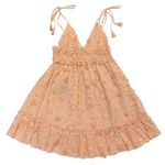 Z&L Europe Plunge Neck Tied Shoulder Embroidered Kona Babydoll Dress Peach sz S Orange Photo 5