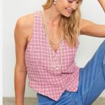 Skies Are Blue  NEW The Harper Vest MEDIUM Pink Tweed Vest Criss Cross Back Vneck Photo 5