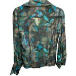 TESS 100% Silk Long Sleeve Blue Black Leaves Women's Button‎ Up Shirt Size 4 Photo 1