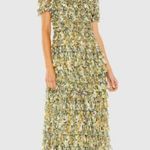 Mac Duggal  8232 Short Sleeve Micro Ruffle Tea Length Dress Size 16 C0 Photo 4