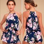 Lulus In the Garden Navy Blue Floral Print Romper Dress Size M Photo 11