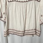 Lucky Brand  Women's Embroidered Cream Boho Top Size Medium Photo 3