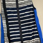 Lafayette 148  dress size 14 blue navy white stripe paint splatter print texture Photo 7