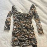 ZARA  Ruched Marble Print Dress Photo 0