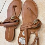Tommy Hilfiger  Sandals Size‎ 9.5M Brown Faux Leather Thong Buckle Detail Photo 0