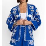 Johnny Was Jenah High Waist Blue and White Shorts NEW Photo 4