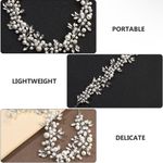 Boutique Headband Wedding Pearl Bridal Headdress Pearl Headpiece Rhinestone Leaf Photo 4