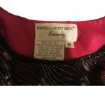 Papell Boutique Evening Red Silk Beaded Tank Top Sleeveless Medium Black Photo 3