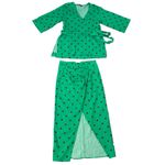 ZARA  Green Brown Polka Dot Midi Skirt Half Sleeve Top Set size S Blogger Fave Photo 7