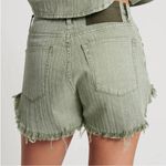 One Teaspoon Outlaws Mid Waist Frayed Hem Denim Shorts, Khaki Green, Size 28 Photo 10