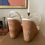 Steve Madden Udell Leather Slip On Cork Wedge Slingback Sandals White NEW 9.5 Photo 4