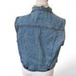 American Vintage ADORABLE VINTAGE 90's Made in USA Cotton denim lace trim vest medium. Photo 5