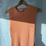 ZARA Women's  Peach orange Ribbed Knit Sleeveless Dress Size L Photo 3