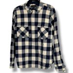J.Crew  Buffalo Plaid Shirt Jacket Blue Ivory Pullover Women's Medium Shacket Photo 1