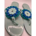 Jack Rogers Green Blue Flower Jelly Plastic Thong Sandal Women Size 7 Photo 1