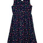 NWT J.Crew Factory Printed Sleeveless Collared Midi Dress Cherry Print Size 12P Blue Photo 3