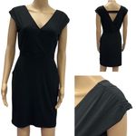 Attention  Black V Neck Front and Back Elastic Waist Pocket Dress Womens Small Photo 1