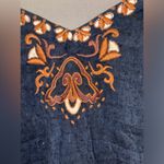 Free People  bell sleeve crop top size XS embroidered paisley pattern navy blue Photo 6