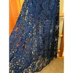 AQUA  Navy Lace Sheer High-Low A-Line Maxi Dress Gown Womens XS Photo 3