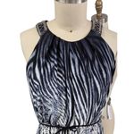 Studio One NWT  Maxi Dress Mixed Animal Print Beaded Necklace Strap Sz 14 P Photo 2