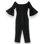 Eliza J Jumpsuit Bell 3/4 Sleeve Off-The Shoulders NO Belt Size 2 Black Dramatic Photo 0