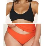 ANDIE Bikini Set Valencia Top Bikini Bottom Ribbed Black Orange size M NWT Photo 1