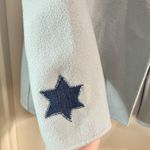 Dress Barn VTG  Light BLUE OPEN FRONT 100% Wool Blazer JACKET Sz 10 Star Patches Photo 5