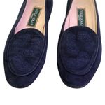 Cole Haan  Blue Suede Leather Embroidered Loafers Size 6‎ B Preppy Quiet Luxury Photo 1