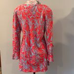 Escapada  Red and Blue 3/4 Ruffled Sleeves Lightweight Floral Top Women’s Large Photo 1