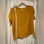 Impressions VTG Mustard Yellow Short Sleeve Keyhole Shell Blouse Shoulder Pads Size 14 Photo 7