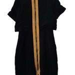 TOCCIN Black & Tan Faux Suede Stretch Hourglass Sheath Mini Dress Size 10 Photo 4