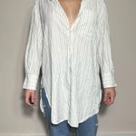 ZARA  White Gray Striped Button Down Shirt Dress Size Medium Photo 1