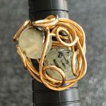 2 Glass Beads wrapped in gold tone wire Ring Photo 4