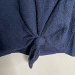 Current Air  Blue V Neck Knotted Hem Short Sleeve Shirt Small Photo 3