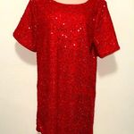 SheIn red sequined shiny red dress woman XL Photo 0